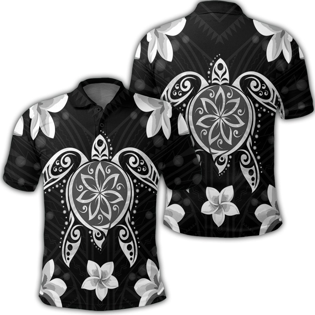 Hawaiian Silver Turtle Plumeria Polo Shirt AH