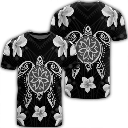 Hawaiian Silver Turtle Plumeria T-Shirt AH