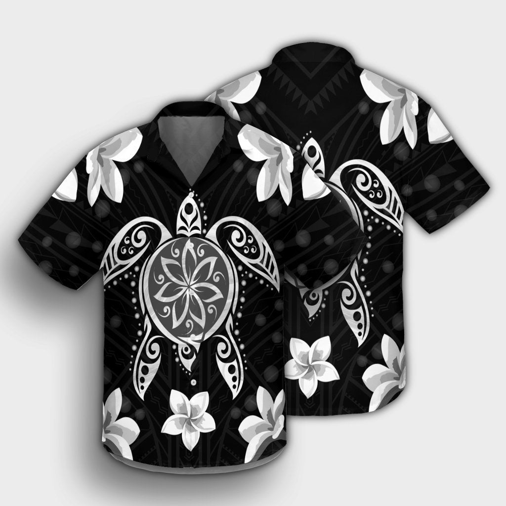 Hawaiian Silver Turtle Plumeria Hawaiian Shirt AH