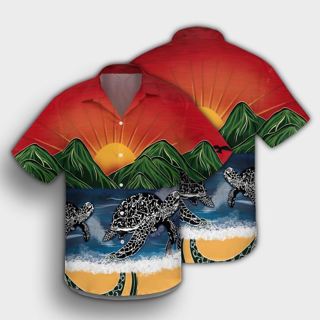 Hawaiian Sunset Ocean Turtle Hawaiian Shirt - AH