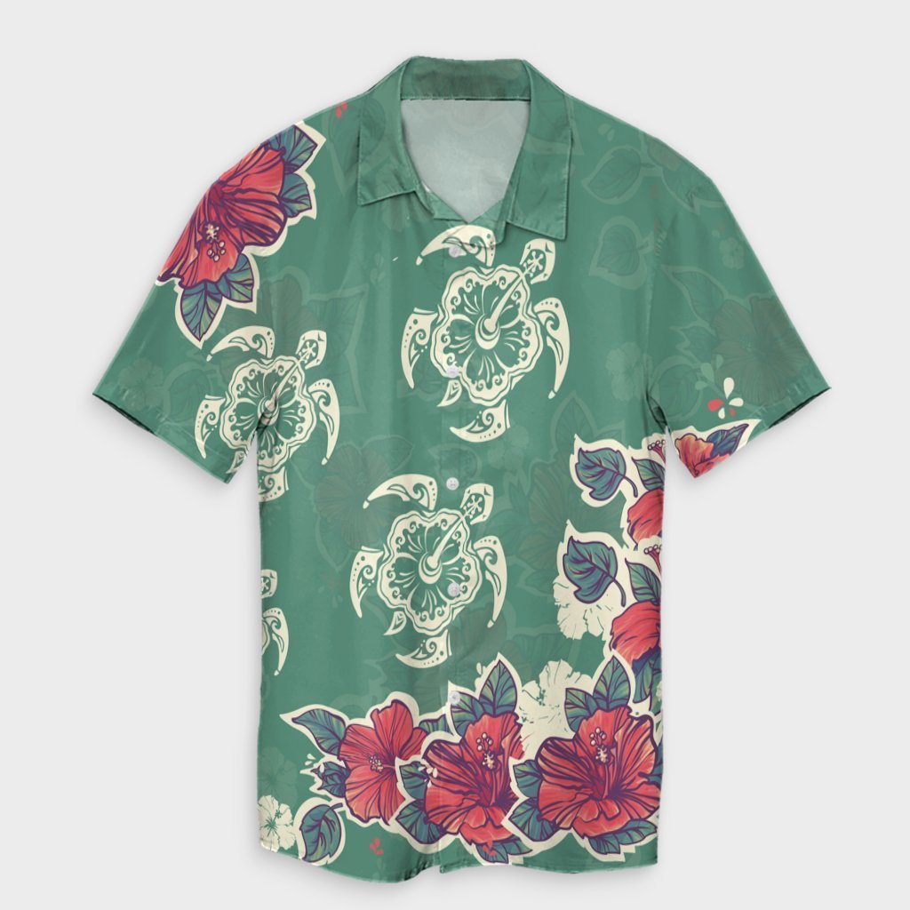 Hawaiian Turtle And Colorful Hibiscus Polynesian Hawaiian Shirt - AH