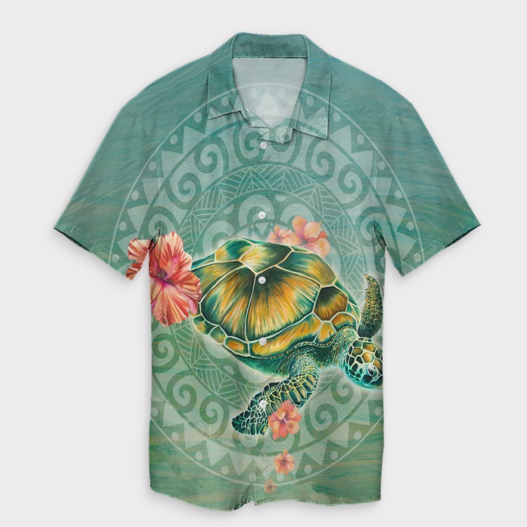 Hawaiian Turtle And Hibiscus Polynesian Hawaiian Shirt - AH