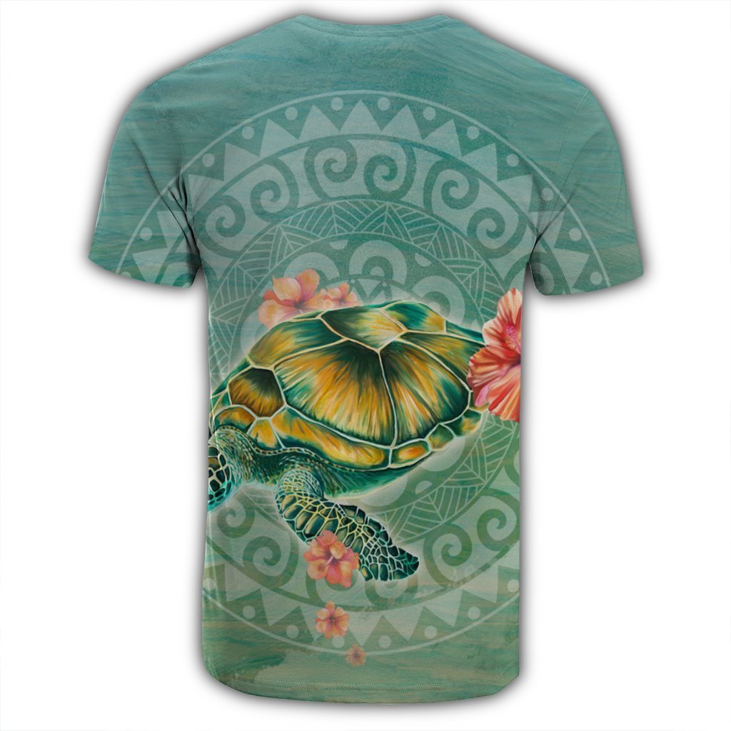 Hawaiian Turtle And Hibiscus Polynesian T-Shirt - AH