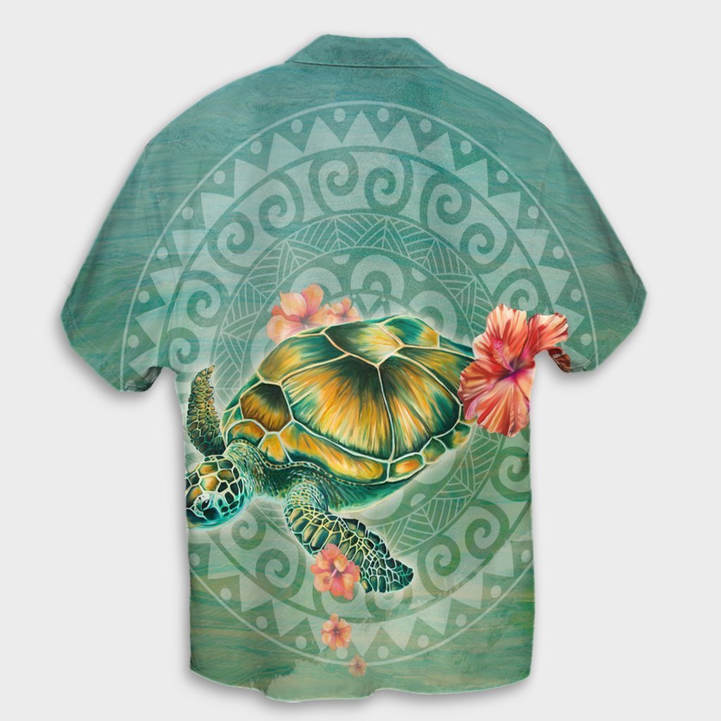 Hawaiian Turtle And Hibiscus Polynesian Hawaiian Shirt - AH