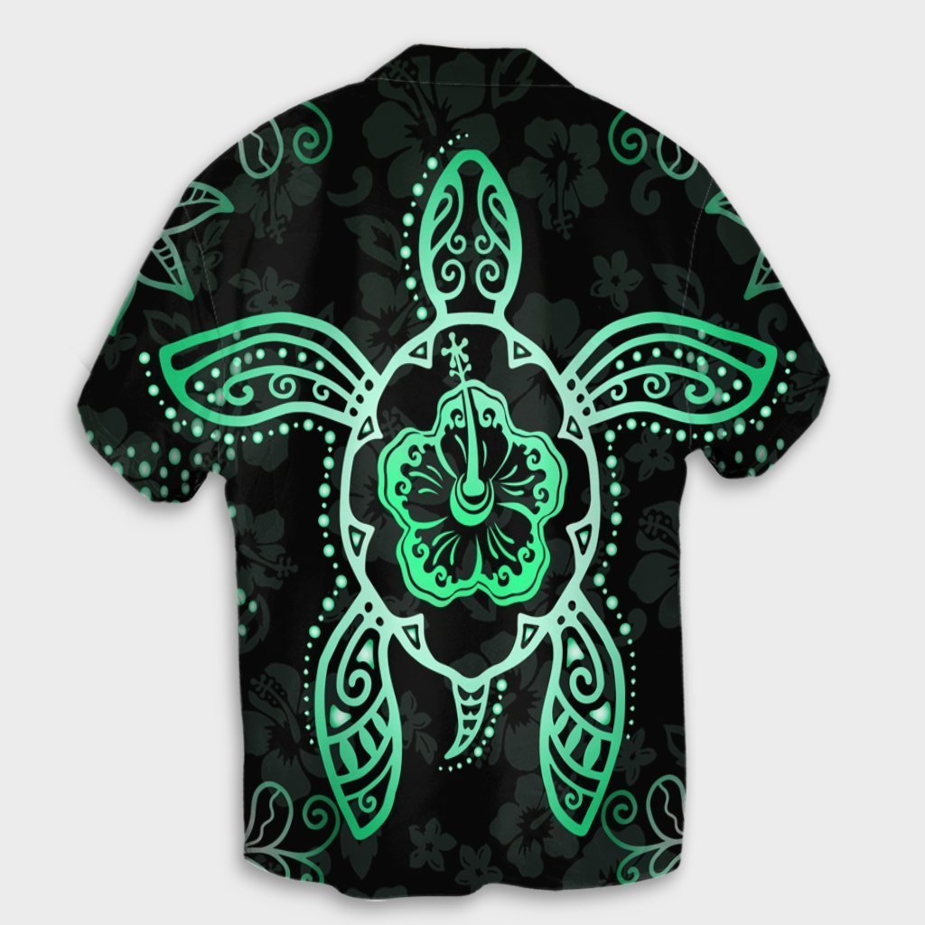 Hawaiian Turtle And Hibiscus Polynesian Hawaiian Shirt Green - AH