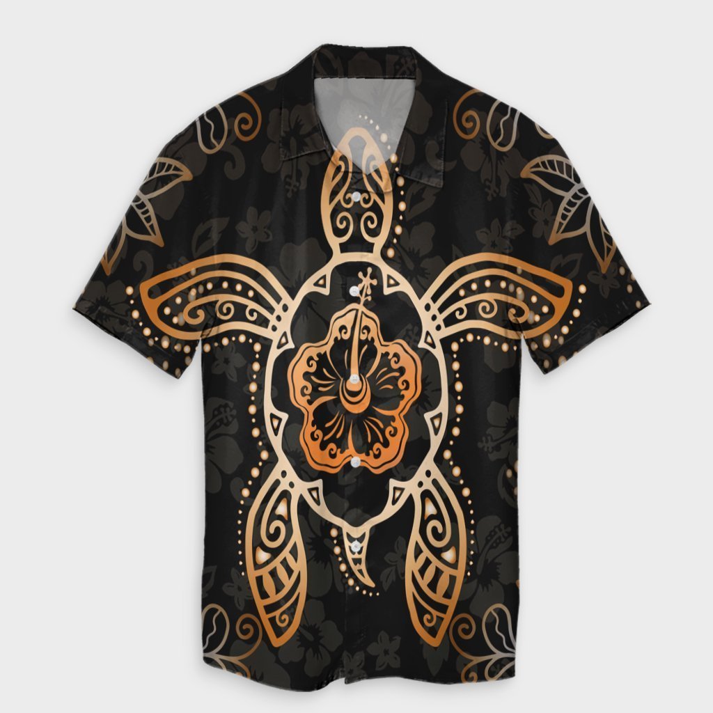 Hawaiian Turtle And Hibiscus Polynesian Hawaiian Shirt Orange - AH