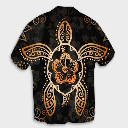 Hawaiian Turtle And Hibiscus Polynesian Hawaiian Shirt Orange - AH