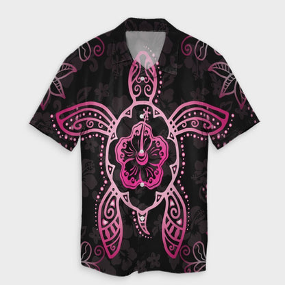 Hawaiian Turtle And Hibiscus Polynesian Hawaiian Shirt Pink - AH