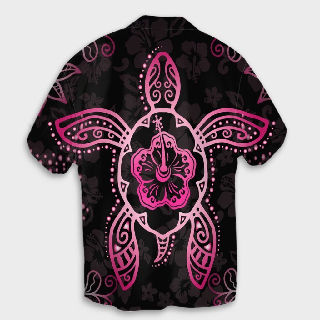 Hawaiian Turtle And Hibiscus Polynesian Hawaiian Shirt Pink - AH