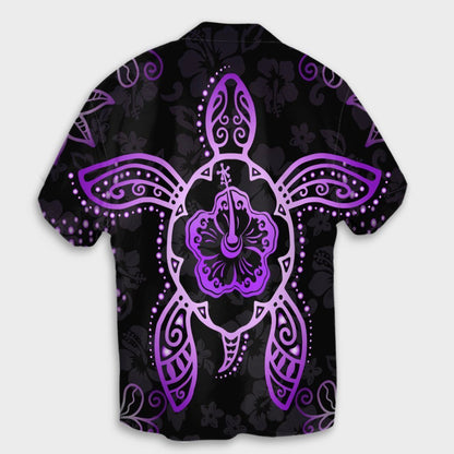 Hawaiian Turtle And Hibiscus Polynesian Hawaiian Shirt Violet - AH