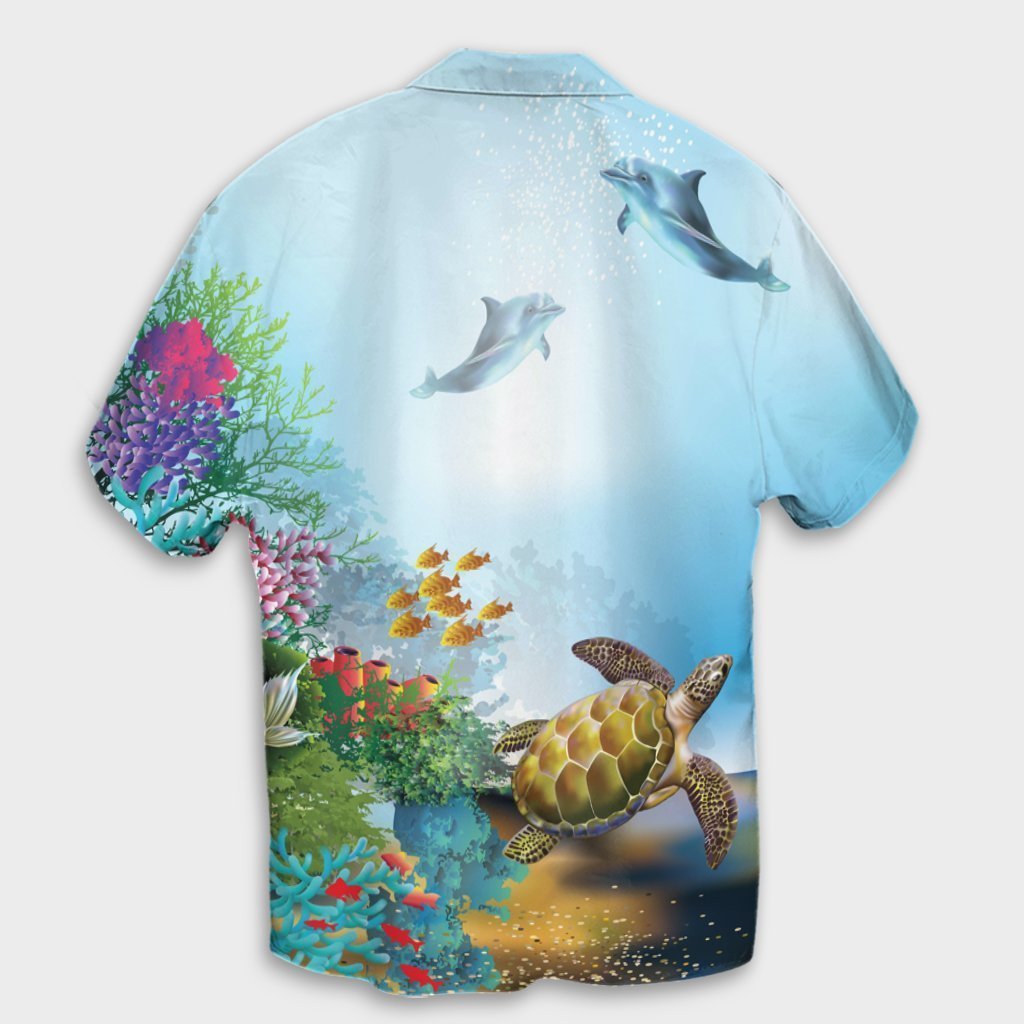 Hawaiian Turtle Dolphin In The Ocean Polynesian Hawaiian Shirt - AH