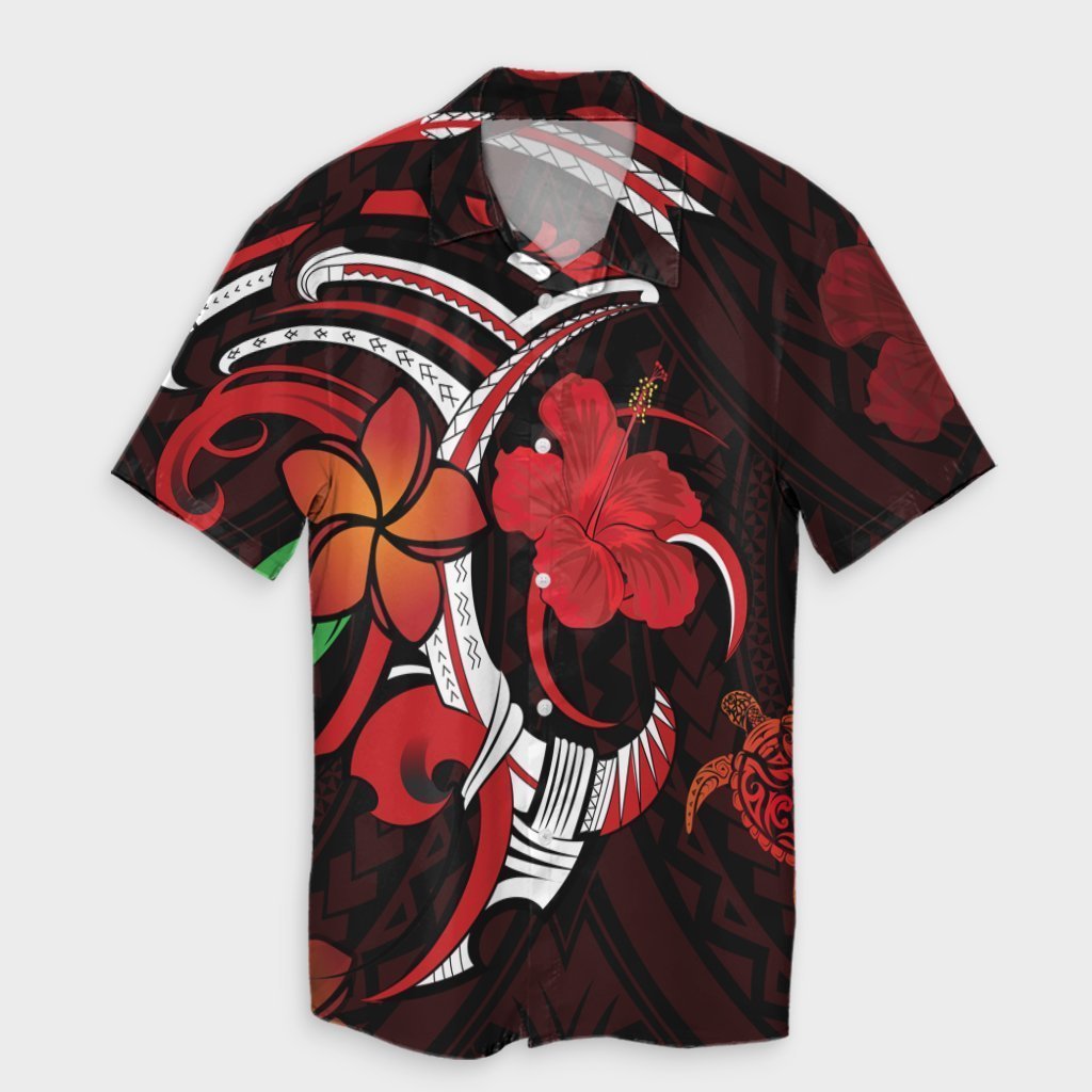 Hawaiian Turtle Hibiscus And Plumeria Flower Polynesian Hawaiian Shirt - AH