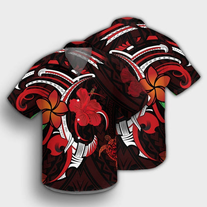 Hawaiian Turtle Hibiscus And Plumeria Flower Polynesian Hawaiian Shirt - AH