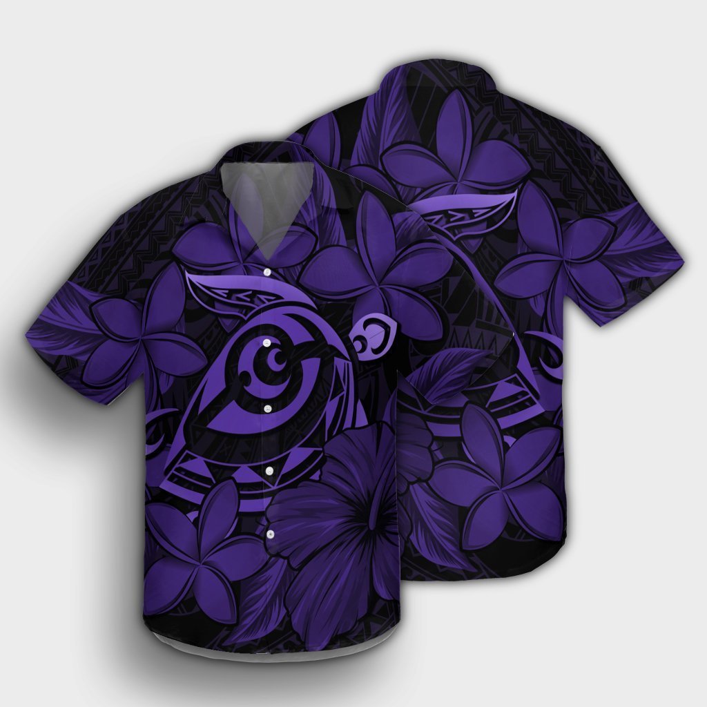 Hawaiian Turtle Hibiscus Plumeria Kanaka Polynesian Hawaiian Shirt Purple - Soft Style - AH