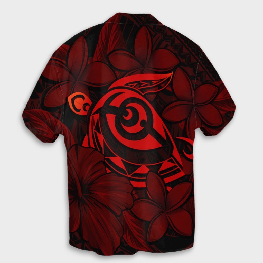 Hawaiian Turtle Hibiscus Plumeria Kanaka Polynesian Hawaiian Shirt Red - Soft Style - AH