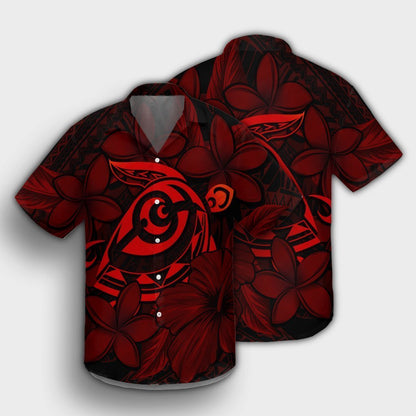 Hawaiian Turtle Hibiscus Plumeria Kanaka Polynesian Hawaiian Shirt Red - Soft Style - AH