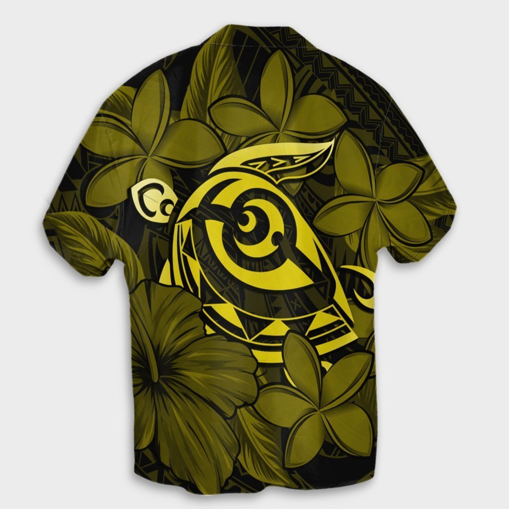 Hawaiian Turtle Hibiscus Plumeria Kanaka Polynesian Hawaiian Shirt Yellow - Soft Style - AH