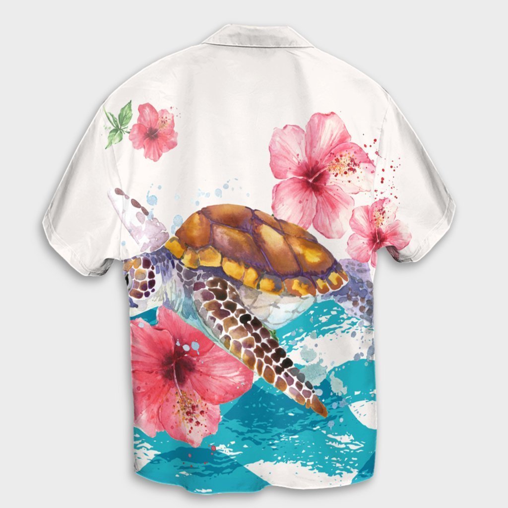 Hawaiian Turtle Hibiscus Waves Polynesian Hawaiian Shirt - AH