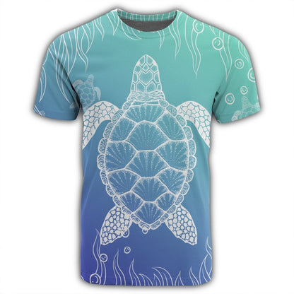 Hawaiian Turtle In The Sea Polynesian T-Shirt - AH