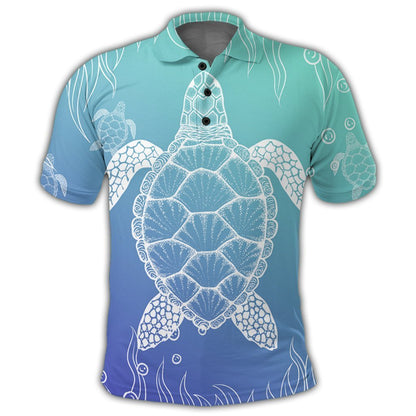 Hawaiian Turtle In The Sea Polynesian Polo Shirt - AH