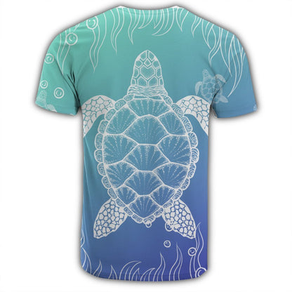 Hawaiian Turtle In The Sea Polynesian T-Shirt - AH