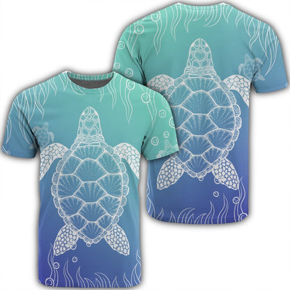 Hawaiian Turtle In The Sea Polynesian T-Shirt - AH