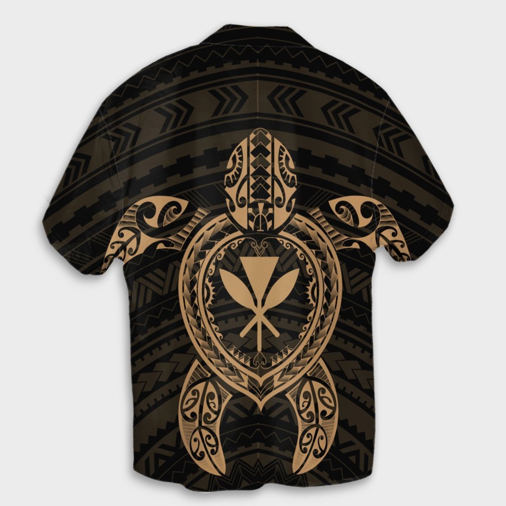 Hawaiian Turtle Kanaka Polynesian Hawaiian Shirt - Gold - AH