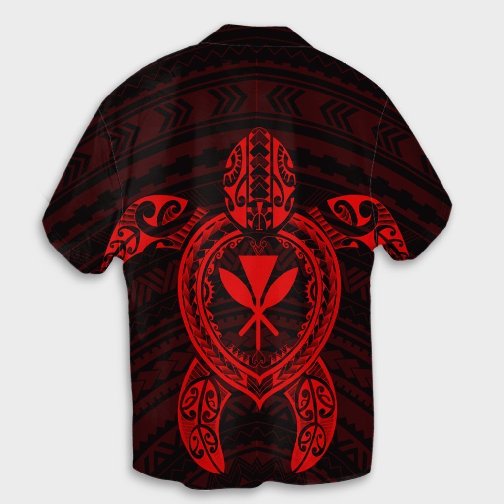 Hawaiian Turtle Kanaka Polynesian Hawaiian Shirt - Red - AH