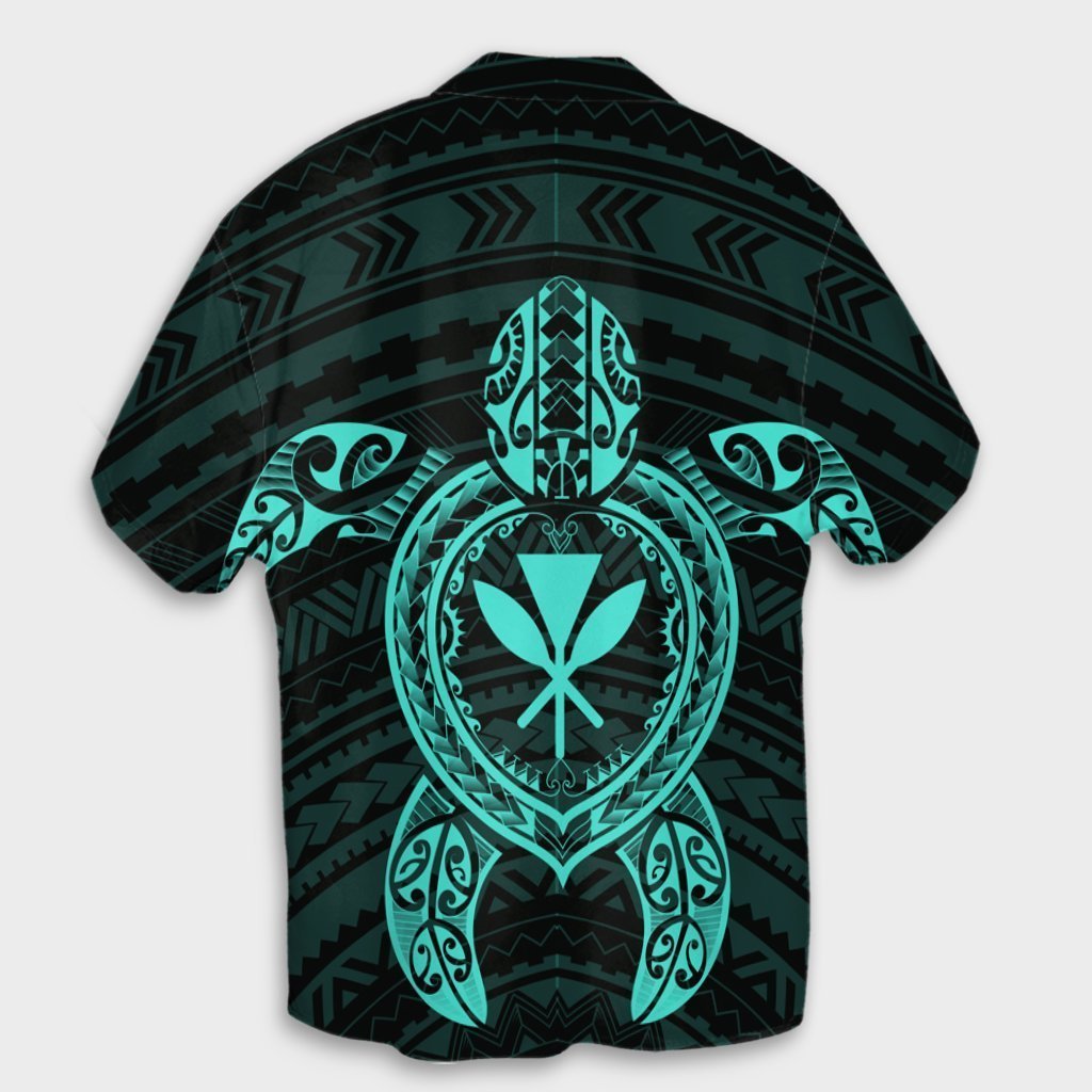 Hawaiian Turtle Kanaka Polynesian Hawaiian Shirt - Turquoise - AH