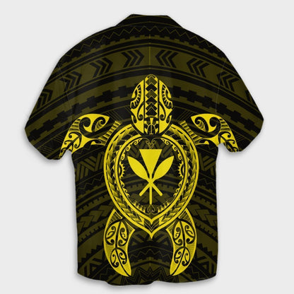 Hawaiian Turtle Kanaka Polynesian Hawaiian Shirt - Yellow - AH