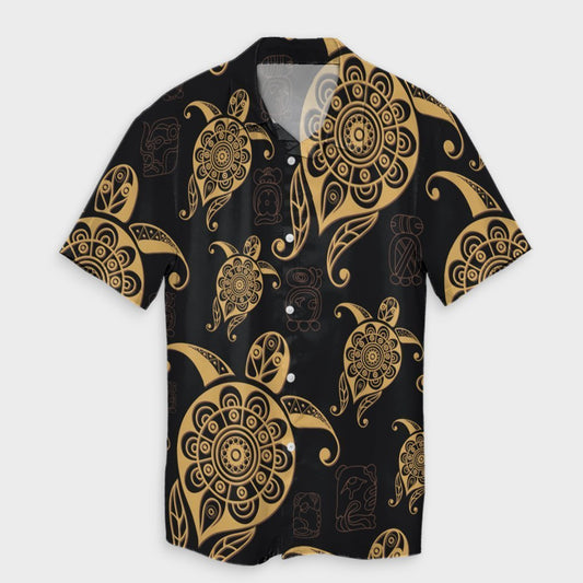 Hawaiian Turtle Pattern Golden Hawaiian Shirt - AH