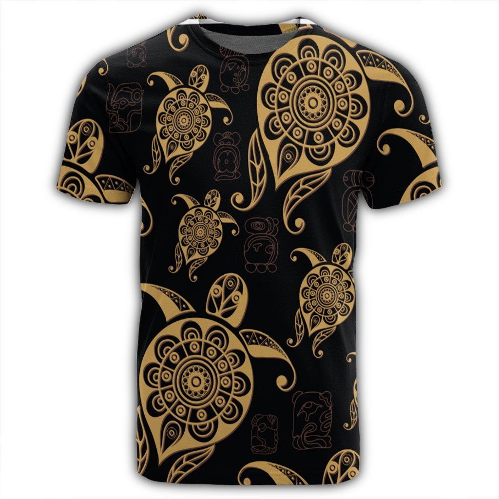 Hawaiian Turtle Pattern Golden T-Shirt - AH