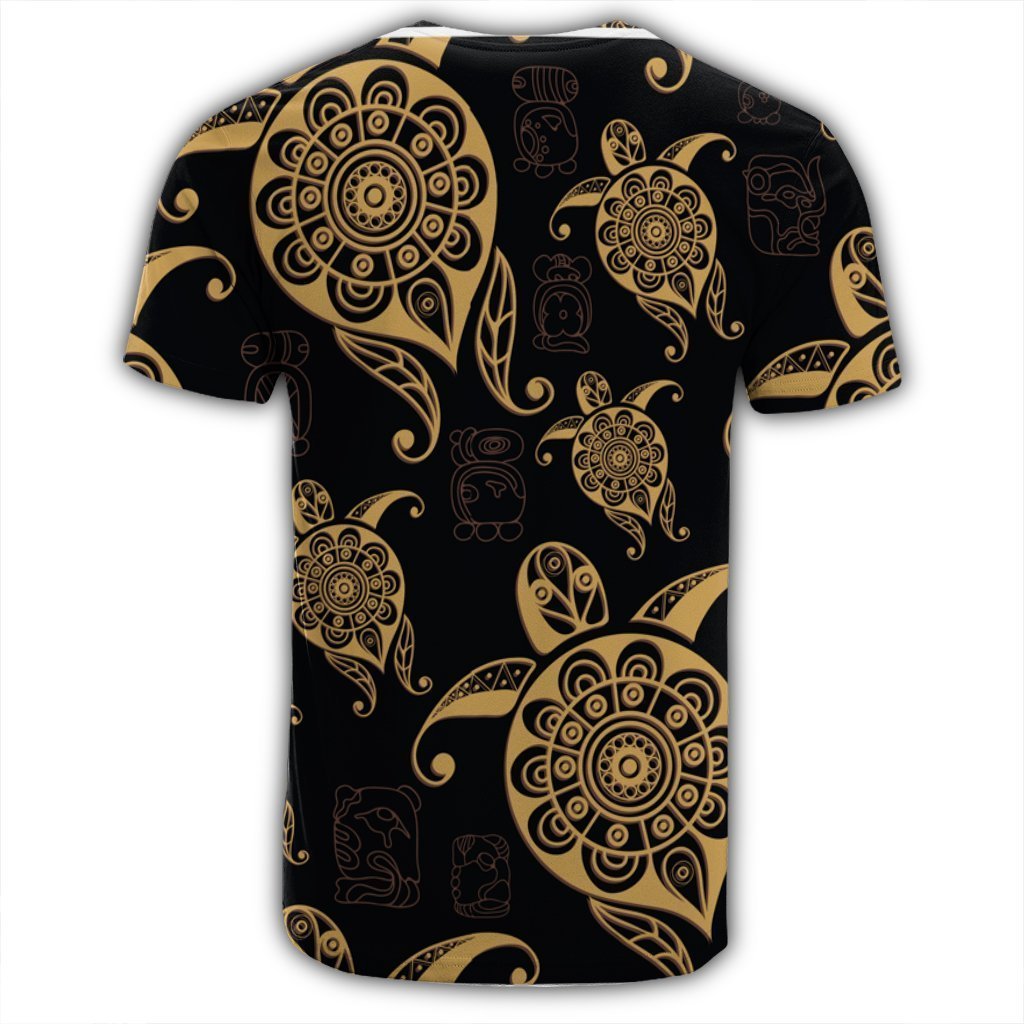 Hawaiian Turtle Pattern Golden T-Shirt - AH