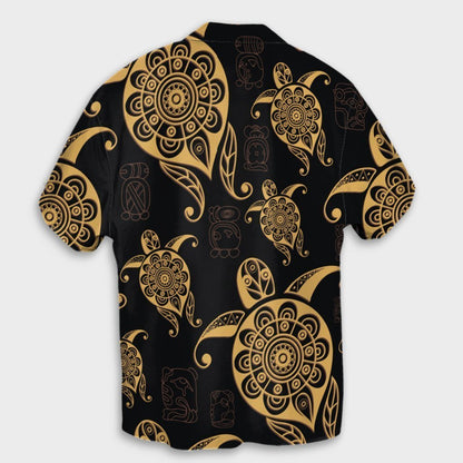 Hawaiian Turtle Pattern Golden Hawaiian Shirt - AH