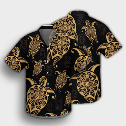 Hawaiian Turtle Pattern Golden Hawaiian Shirt - AH