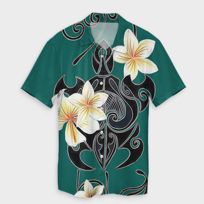 Hawaiian Turtle Plumeria Polynesian Hawaiian Shirt Mint - AH