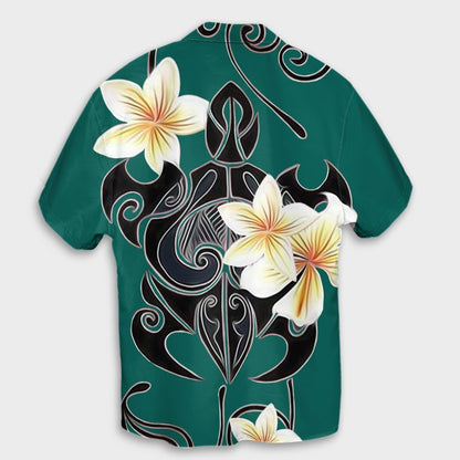 Hawaiian Turtle Plumeria Polynesian Hawaiian Shirt Mint - AH