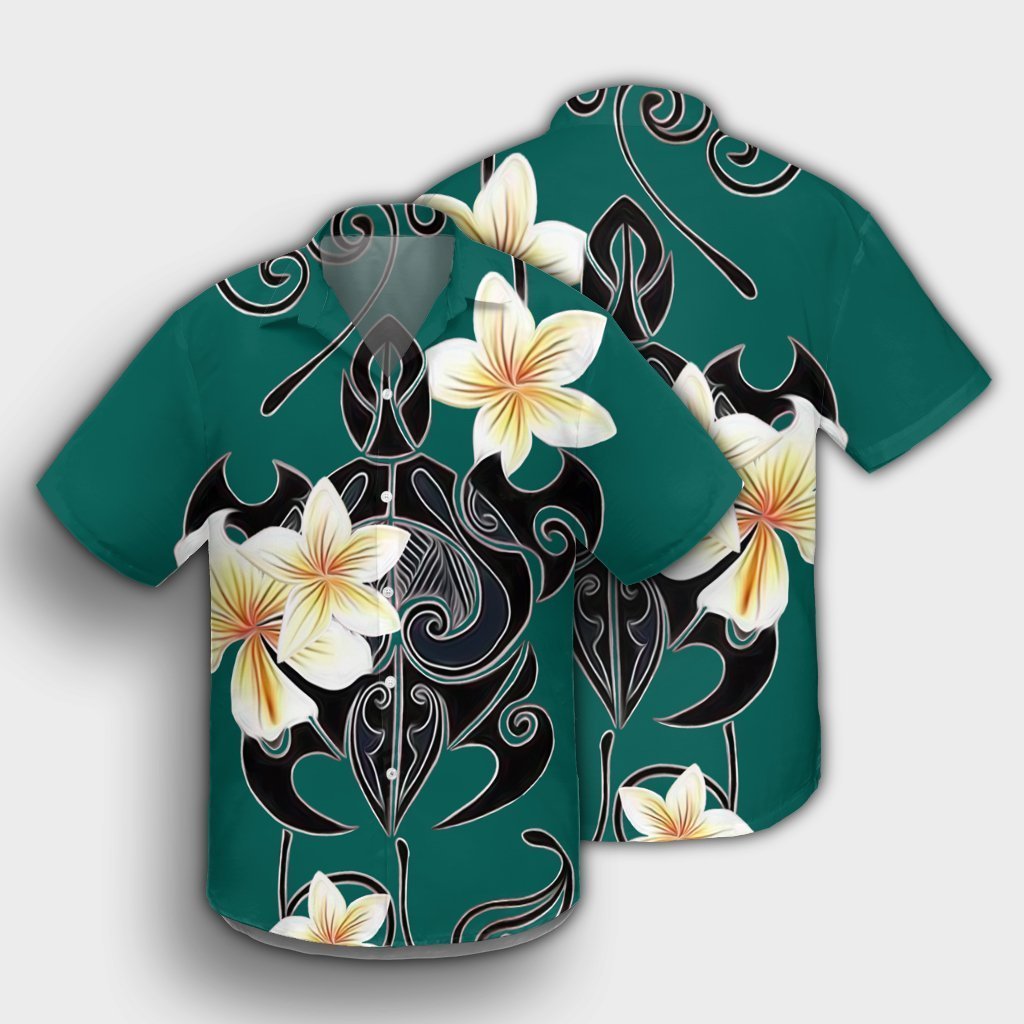 Hawaiian Turtle Plumeria Polynesian Hawaiian Shirt Mint - AH