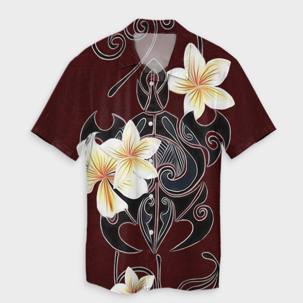 Hawaiian Turtle Plumeria Polynesian Hawaiian Shirt Red - AH