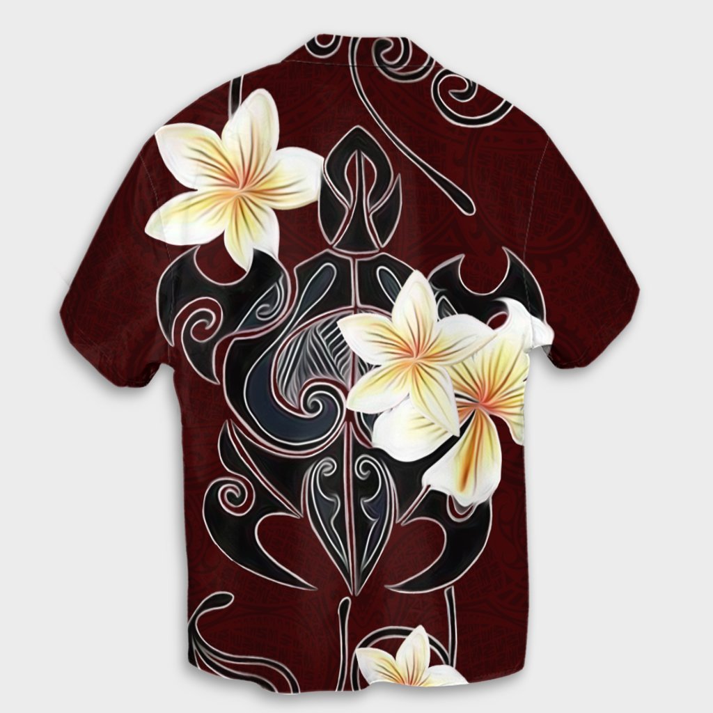 Hawaiian Turtle Plumeria Polynesian Hawaiian Shirt Red - AH