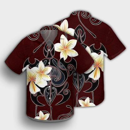 Hawaiian Turtle Plumeria Polynesian Hawaiian Shirt Red - AH