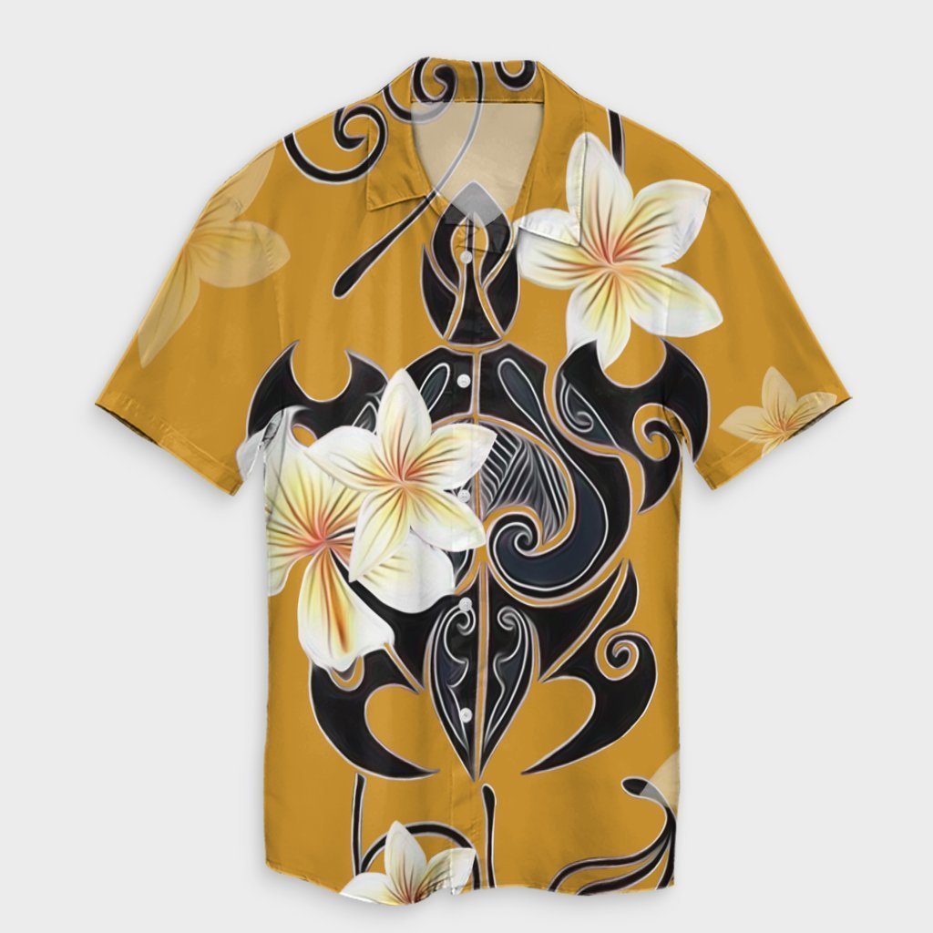 Hawaiian Turtle Plumeria Polynesian Hawaiian Shirt Yellow - AH