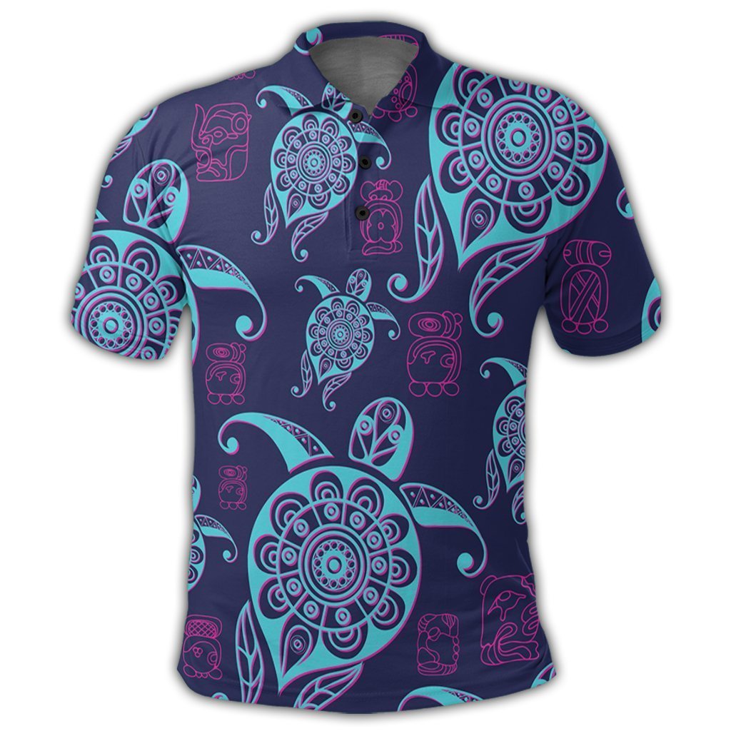 Hawaiian Turtle Polynesian Neon Polo Shirt - AH