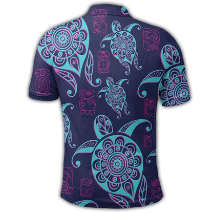 Hawaiian Turtle Polynesian Neon Polo Shirt - AH