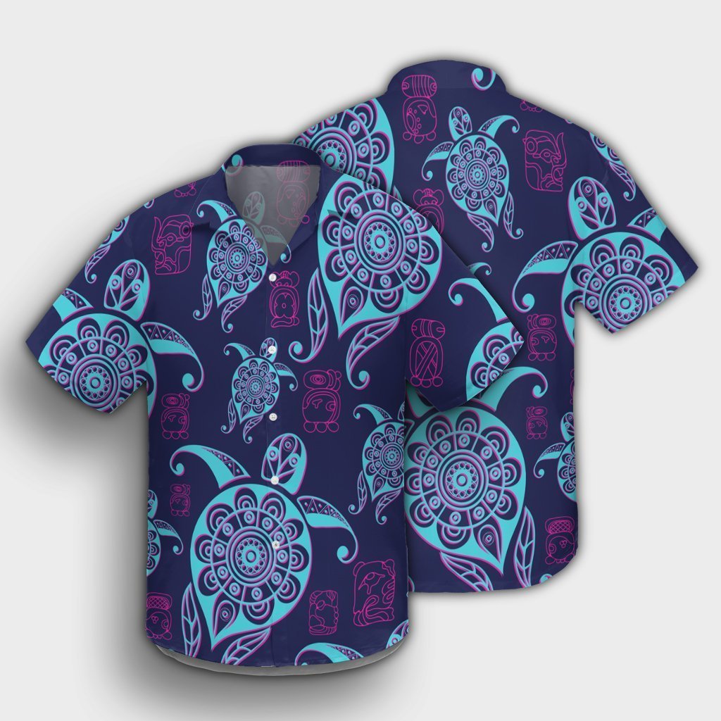 Hawaiian Turtle Polynesian Neon Hawaiian Shirt - AH