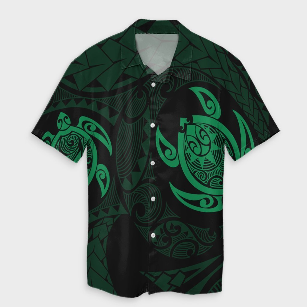 Hawaiian Two Turtle Polynesian Hawaiian Shirt Green AH