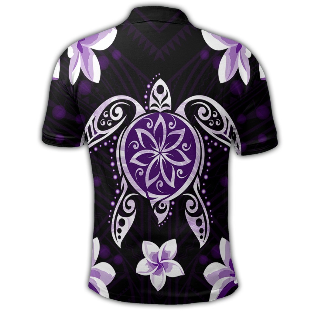 Hawaiian Violet Turtle Plumeria Polo Shirt AH