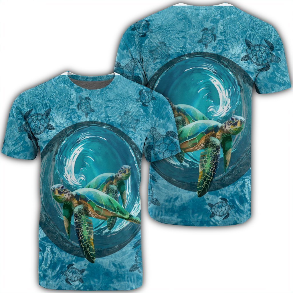 Hawaiian Whirlpool Turtle Polynesian T-Shirt - AH