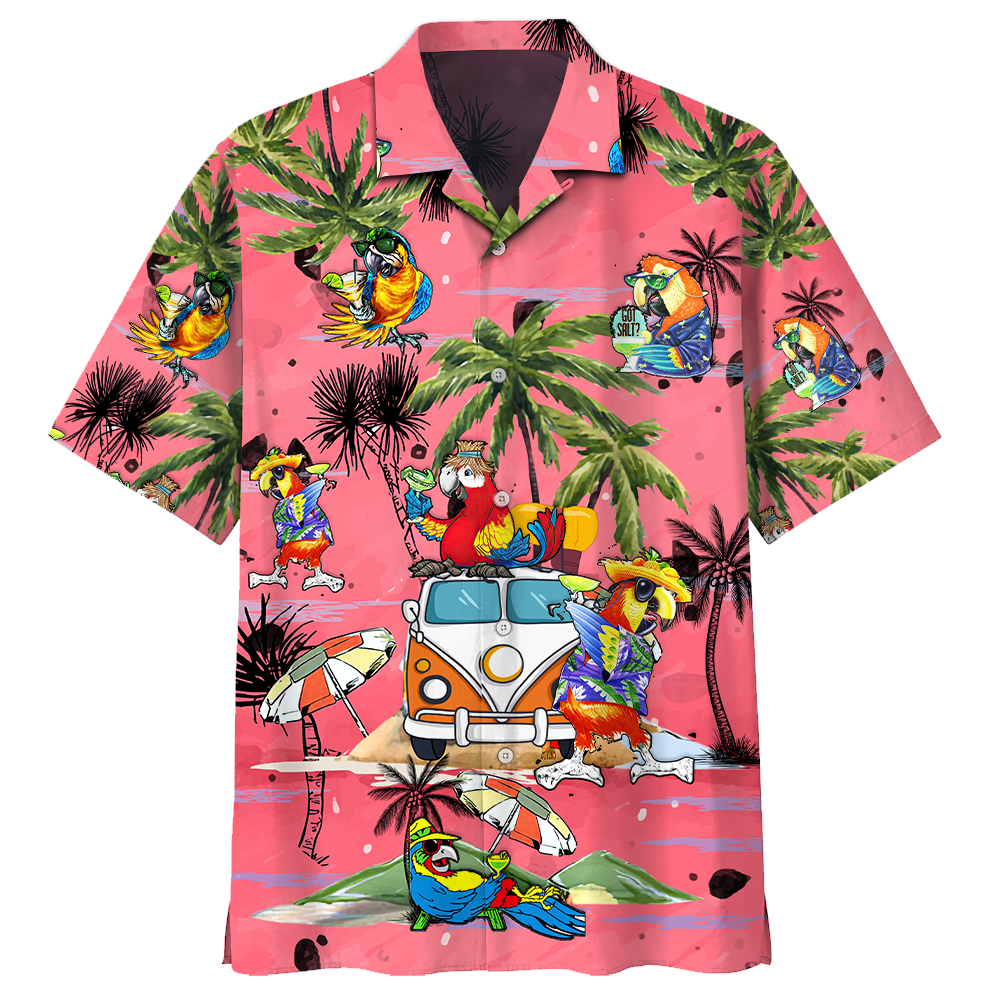 Parrot Beach Pattern- Hawaiian Shirt K