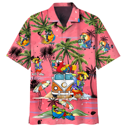 Parrot Beach Pattern- Hawaiian Shirt K